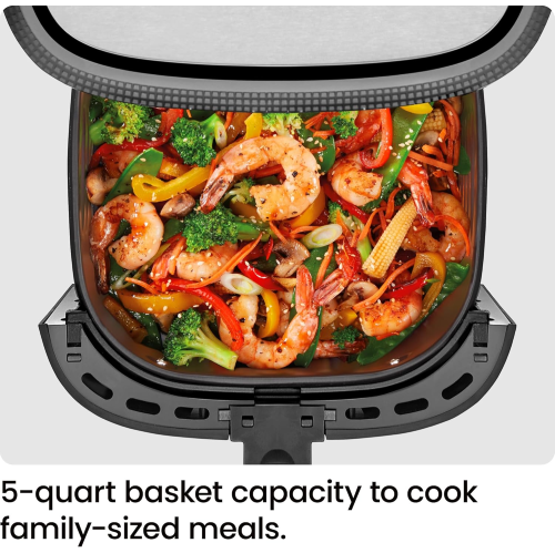 Chefman TurboFry Touch Air Fryer, 5Qt Family Size, One Touch Digital Control Presets, French Fries, Chicken, Meat, Fish, Nonstick Dishwasher-Safe