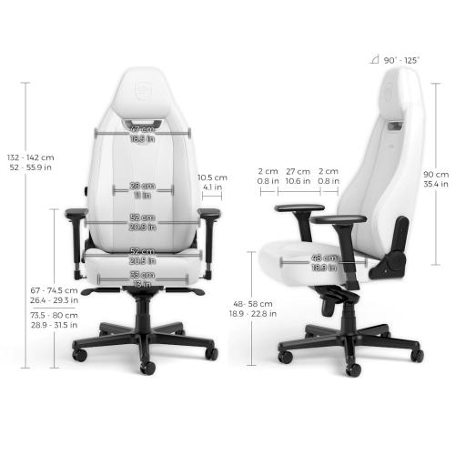 noblechairs LEGEND Premium Gaming and Office Chair - Superior Ergonomics, Faux Vegan Leather, Supports up to 150 kg, White Edition