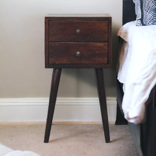 Artisan Furniture Solid Wood Mini 2 Drawer In Light Walnut Nightstand