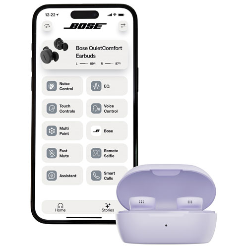 Écouteurs boutons Bluetooth à suppression du bruit QuietComfort de Bose - Lilas glacé
