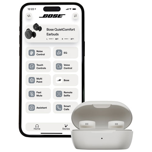 Écouteurs boutons Bluetooth à suppression du bruit QuietComfort de Bose - Fumée blanche
