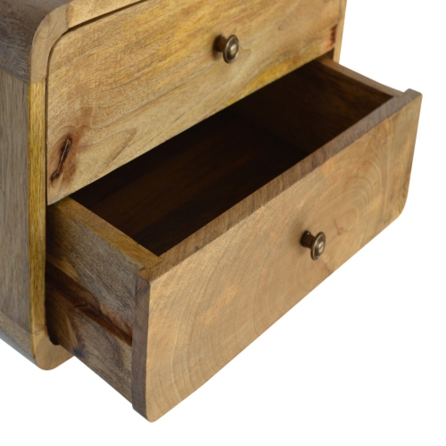 Artisan Furniture Solid Wood 2 Drawer Floating Nightstand in Oak-ish finish