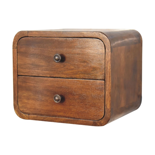 Artisan Furniture Solid Wood Floating Mini Nightstand In Chestnut Finish