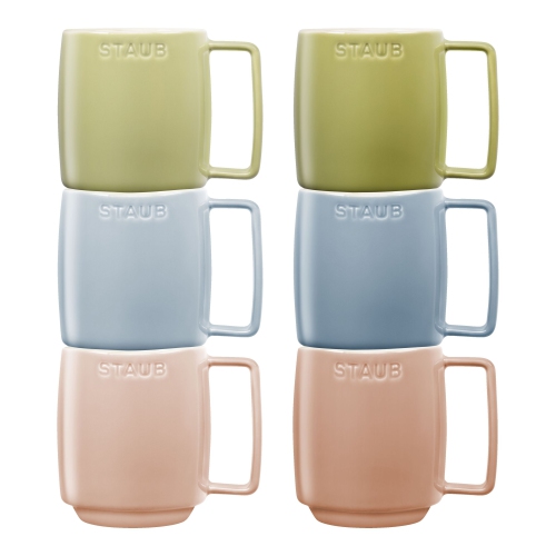 STAUB Ceramique Macaron Coffee Mug Set 350 ml / 6 Piece Mixed Colours