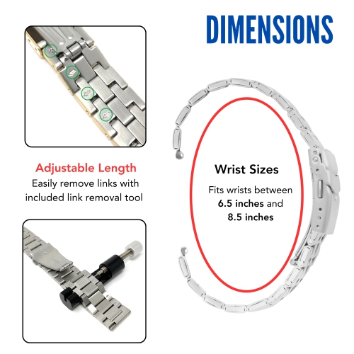 Bandini 24mm Stainless Steel Watch Band for Suunto 9, 9 Baro, 7 and Spartan - Metal Watch Band For Diesel On Axial and Full Guard - Gold Tone
