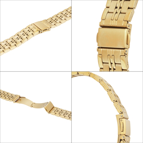 Bandini 22mm Metal Watch Band for Samsung Galaxy Watch3, Gear 2, S3, Also Fits Garmin Vivoactive 4, Venu 2, 3, Forerunner - Gold Tone