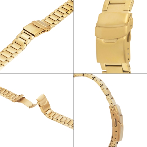 Bandini 20mm Metal Watch Band for Samsung Galaxy Watch6 5 4, Active, Also Fits Garmin Vivoactive 5, Vivomove 3, 1, Venu SQ - Gold Tone