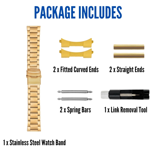 Bandini 18mm Stainless Steel Metal Watch Band, Universal Smartwatch Band - Gold Tone