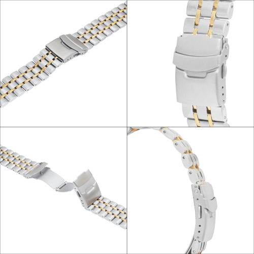 Bandini 22mm Metal Watch Band for Samsung Galaxy Watch3, Gear 2, S3, Also Fits Garmin Vivoactive 4, Venu 2, 3, Forerunner - Two-Tone