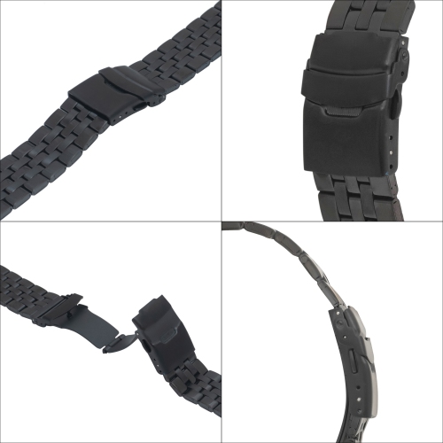 Bandini 18mm Stainless Steel Metal Watch Band, Universal Smartwatch Band - Black
