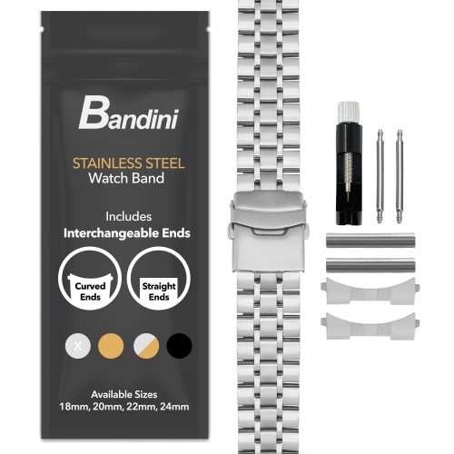 BANDINI  18MM Stainless Steel Metal Watch Band, Universal Smartwatch Band - Tone In Silver