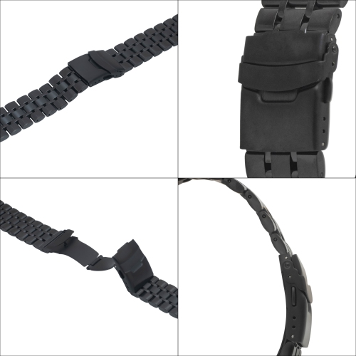 Bandini 18mm Stainless Steel Metal Watch Band, Universal Smartwatch Band - Black