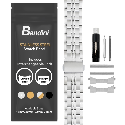 BANDINI  18MM Stainless Steel Metal Watch Band, Universal Smartwatch Band - Tone In Silver