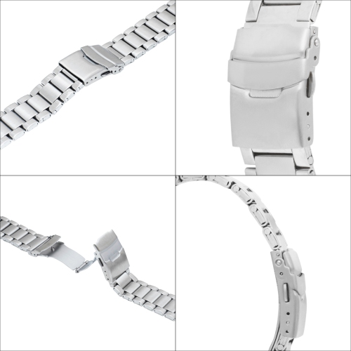 Bandini 24mm Stainless Steel Watch Band for Suunto 9, 9 Baro, 7 and Spartan - Metal Watch Band For Diesel On Axial and Full Guard - Silver Tone