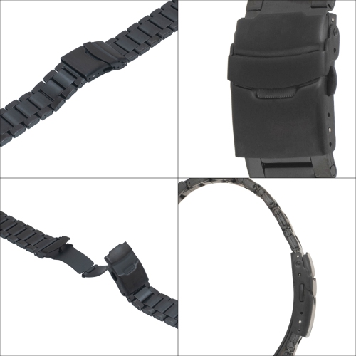 Bandini 24mm Stainless Steel Watch Band for Suunto 9, 9 Baro, 7 and Spartan - Metal Watch Band For Diesel On Axial and Full Guard - Black