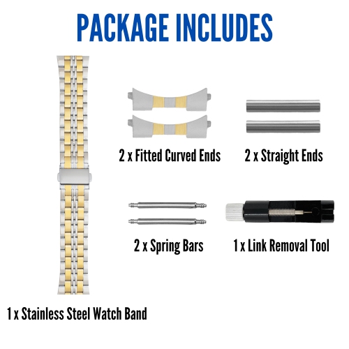 Bandini 24mm Stainless Steel Watch Band for Suunto 9, 9 Baro, 7 and Spartan - Metal Watch Band For Diesel On Axial and Full Guard -Two-Tone