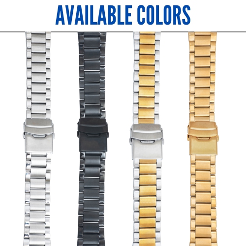 Bandini 22mm Metal Watch Band for Samsung Galaxy Watch3, Gear 2, S3, Also Fits Garmin Vivoactive 4, Venu 2, 3, Forerunner - Gold Tone