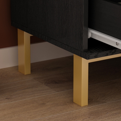 Famapy Modern 3-Drawer Dresser with Gold Accents and Spacious Storage for Bedroom or Living Room Black