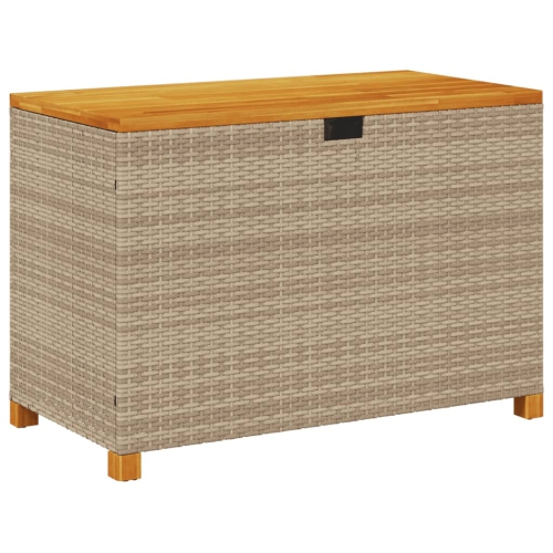 vidaXL Garden Storage Box Beige 110x55x63 cm Poly Rattan Acacia Wood