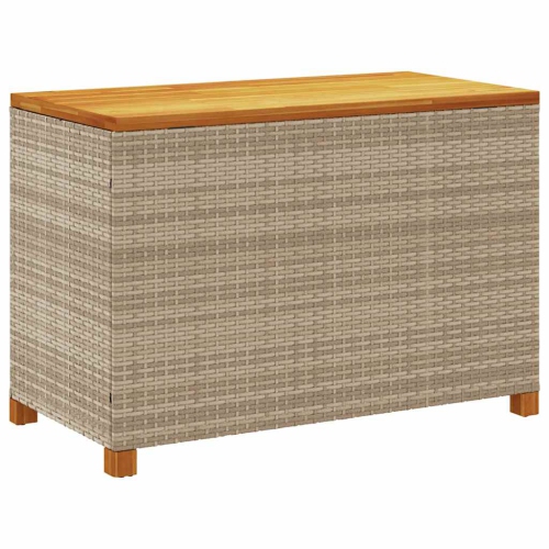 vidaXL Garden Storage Box Beige 110x55x63 cm Poly Rattan Acacia Wood