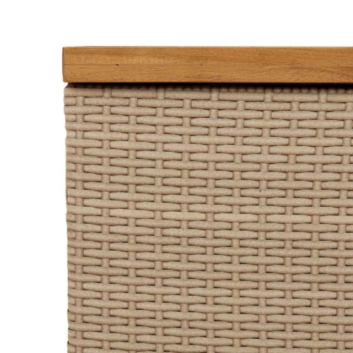 vidaXL Garden Storage Box Beige 110x55x63 cm Poly Rattan Acacia Wood