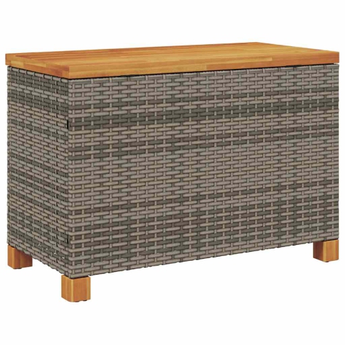 vidaXL Garden Storage Box Grey 80x40x48 cm Poly Rattan Acacia Wood