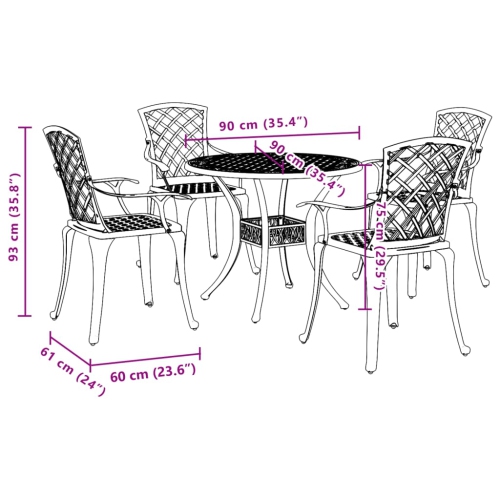 vidaXL 5 Piece Garden Dining Set White Cast Aluminium