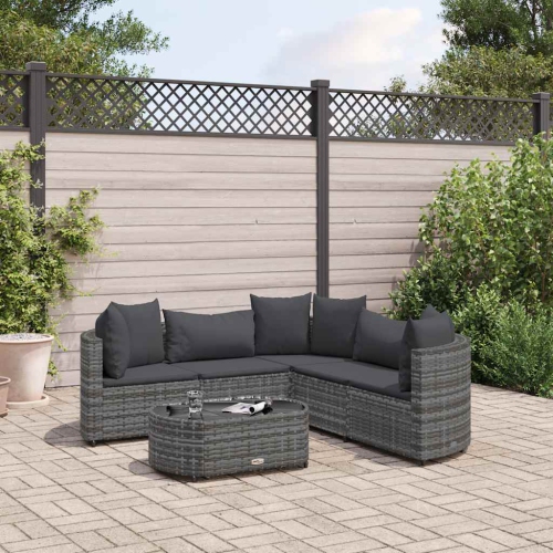 vidaXL 6 Piece Garden Sofa Set with Cushions Grey Poly Rattan