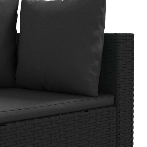 vidaXL 3 Piece Garden Sofa Set with Cushions Black Poly Rattan