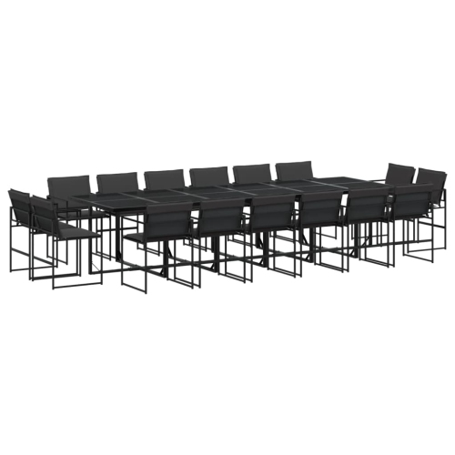vidaXL 17 Piece Garden Dining Set with Cushions Black Textilene