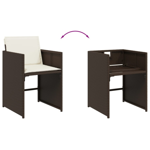 vidaXL Garden Chairs with Cushions 4 pcs Brown Poly Rattan