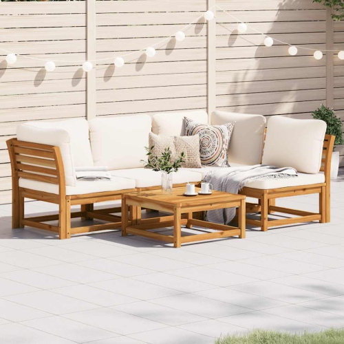 vidaXL 5 Piece Garden Lounge Set with Cushions Solid Wood Acacia