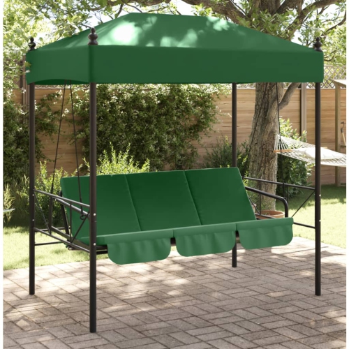 vidaXL Garden Swing Bench with Canopy Green Steel