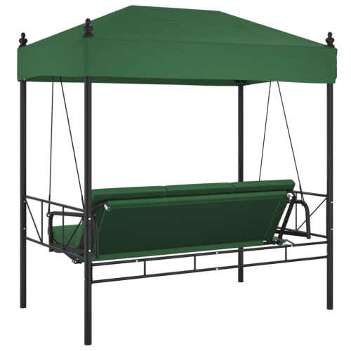 vidaXL Garden Swing Bench with Canopy Green Steel