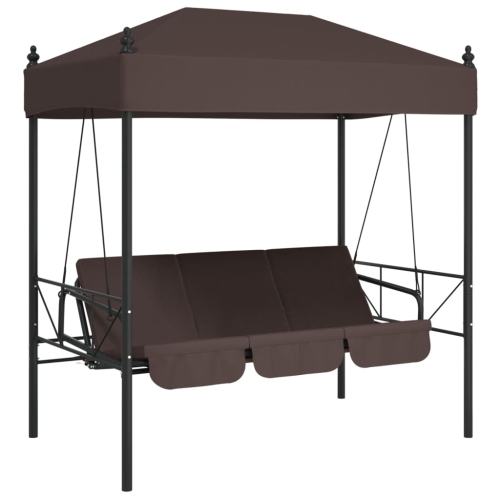 vidaXL Garden Swing Bench with Canopy Coffee Brown&nbsp;Steel