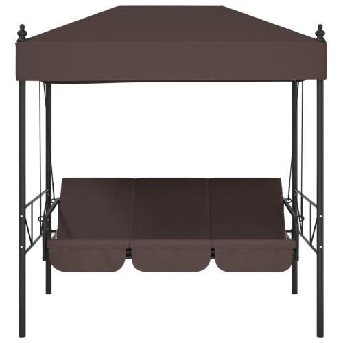 vidaXL Garden Swing Bench with Canopy Coffee Brown Steel
