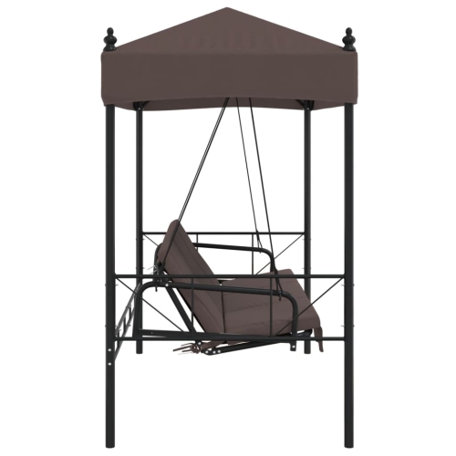 vidaXL Garden Swing Bench with Canopy Coffee Brown Steel