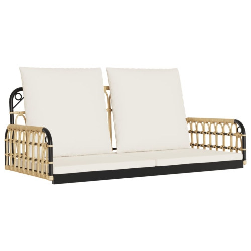 vidaXL Swing Bench with Cushions 105x58x38 cm Poly Rattan and Steel