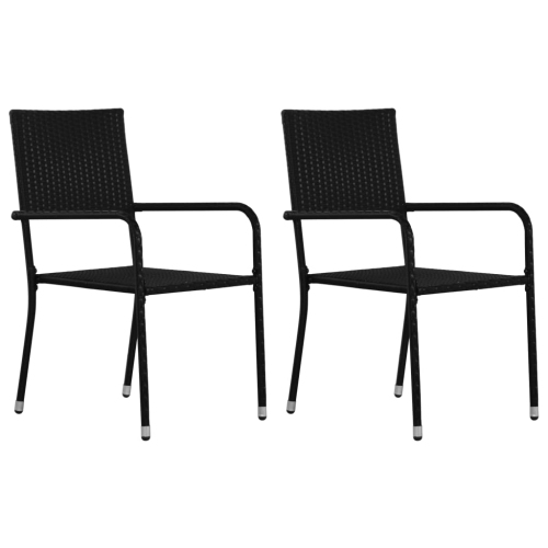 VIDAXL  Garden Dining Chairs 2 PCs Stackable Poly Rattan In Black