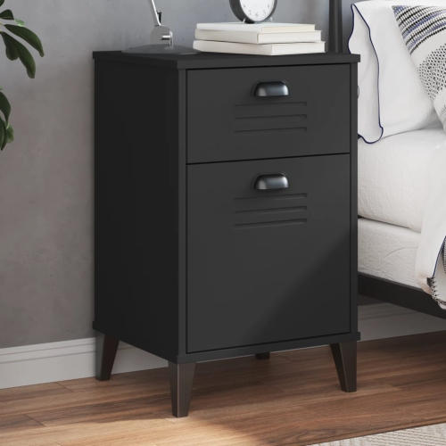 vidaXL Bedside Cabinet VIKEN Black Engineered Wood