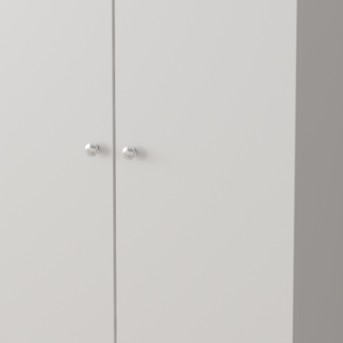 Famapy Tall Shoe Storage Cabinet with Multiple Shelves and Rolling Casters White