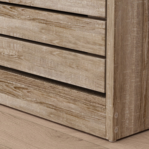 Famapy Triple-Tier Shoe Storage Cabinet with Flip Drawers and Natural Wood Finish Brown