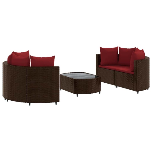 VIDAXL  5 Piece Garden Sofa Set With Cushions Poly Rattan In Brown