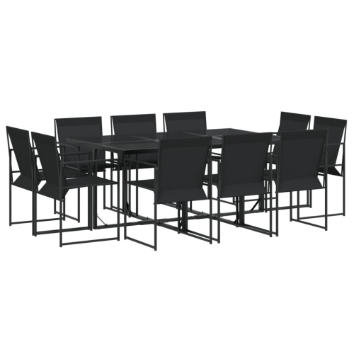 VIDAXL  11 Piece Garden Dining Set Textilene In Black