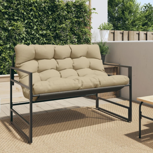 vidaXL Garden Bench with Cushion Taupe 113 cm Steel