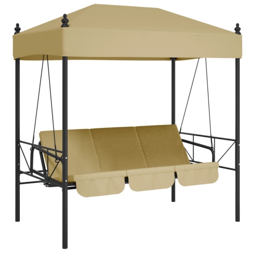 vidaXL Garden Swing Bench with Canopy Sand&nbsp;Steel