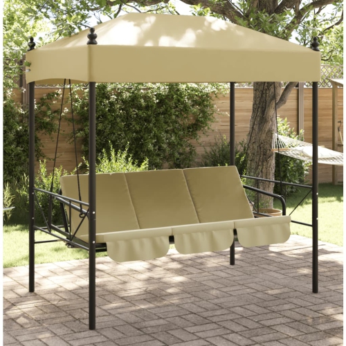 vidaXL Garden Swing Bench with Canopy Sand Steel