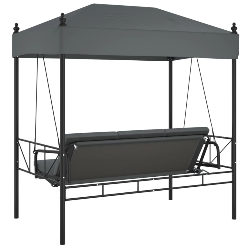 vidaXL Garden Swing Bench with Canopy Dark Grey&nbsp;Steel