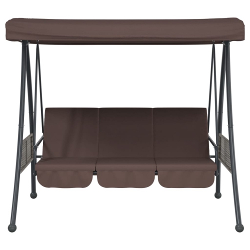 vidaXL Garden Swing Bench with Adjustable Canopy Coffee Brown Steel