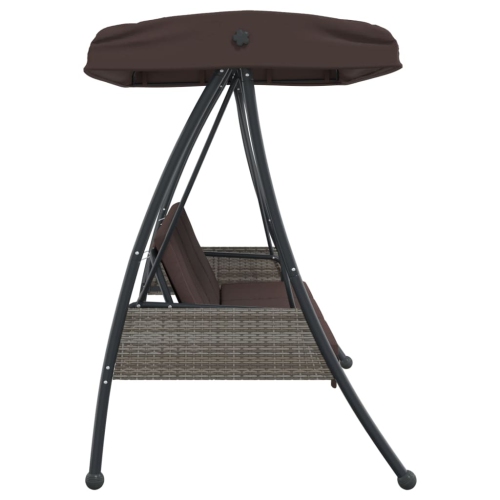 vidaXL Garden Swing Bench with Adjustable Canopy Coffee Brown Steel